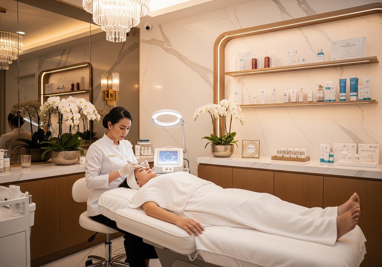 Professional skin treatment at a luxury skincare clinic